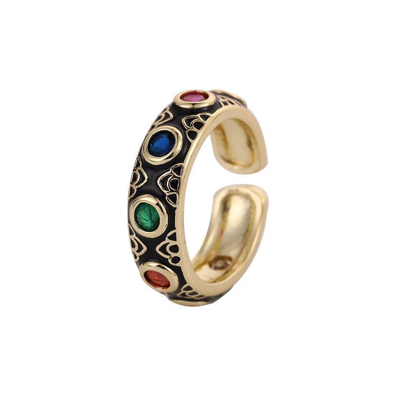 Venta al por mayor Anillo ajustable de apertura de ojo de diablo de cobre